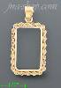 14K Gold Braided Rope Bezel Coin Charm Pendant