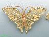 14K Gold Filigree Butterfly Brooch Pin