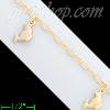 14K Gold Dolphins Charm Anklet 10"