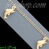 14K Gold Dolphins Charm Anklet 10"