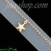 14K Gold Moon Star Clover Charm Anklet 10"