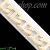 14K Gold Pave & Plain Mariner Stamp Link Bracelet 8" 11mm