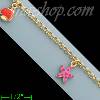 14K Gold Enamel Charm Bracelet