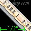 14K Gold Admiral Valentino 3Color Chain 24" 4mm
