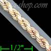 14K Gold Solid Rope DC 3Color Chain 18" 4mm