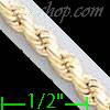 14K Gold Solid Rope DC Chain 8.5" 4mm