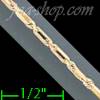 14K Gold Baguette Link Chain 16" 2mm