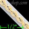 14K Gold Super Light Hollow Rope Chain 20" 3mm