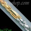 14K Gold Figarope 3Color Chain 8.5" 6.5mm