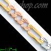 14K Gold Assorted Link 3Color Chain 8" 8mm