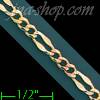14K Gold Stamped Figaro 3+1 3Color Chain 22" 3.6mm
