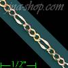 14K Gold Stamped Figaro 3+1 3Color Chain 22" 2.9mm
