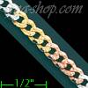 14K Gold Cuban 3Color Chain 7.5" 4.5mm