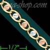 14K Gold Heart Valentino Chain 7.5" 4.4mm