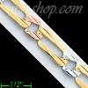 14K Gold Assorted Link 3Color Chain 24" 8mm