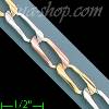 14K Gold Assorted Link 3Color Chain 20" 6mm