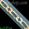 14K Gold Assorted Link 3Color Chain 24" 6mm