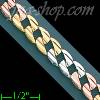 14K Gold Assorted Link 3Color Chain 8" 6mm