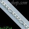 14K Gold Figaro 3+1 White Chain 7.5" 4mm