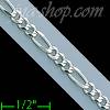 14K Gold Figaro 3+1 White Chain 22" 3.2mm