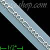 14K Gold Figaro 3+1 White Chain 7" 2.5mm