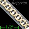 14K Gold Mariner Concave 2 Tone Chain 8" 5.1mm