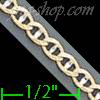 14K Gold Mariner Concave 2 Tone Chain 18" 3.4mm