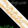 14K Gold Figaro 3+1 Yellow Pave Chain 24" 8.7mm