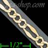 14K Gold Stamped Figaro 3+1 Chain 8" 4.7mm