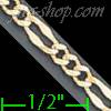 14K Gold Stamped Figaro 3+1 Chain 7" 3.6mm