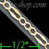 14K Gold Stamped Figaro 3+1 Chain 7" 3mm