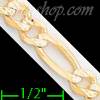 14K Gold Figaro 3+1 Yellow Pave Chain 8" 5.9mm