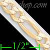 14K Gold Figaro 3+1 Yellow Pave Chain 8" 4.6mm