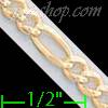 14K Gold Figaro 3+1 Yellow Pave Chain 7" 3.9mm