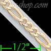 14K Gold Figaro 3+1 Yellow Pave Chain 22" 3.1mm