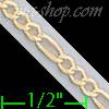 14K Gold Figaro 3+1 Yellow Pave Chain 7" 2.5mm