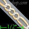 14K Gold Figaro 3+1 White Pave Chain 20" 4mm
