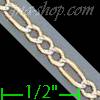 14K Gold Figaro 3+1 White Pave Chain 7" 2.5mm