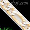 14K Gold Figaro 3+1 White Pave Chain 22" 9.7mm