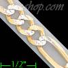 14K Gold Figaro 3+1 White Pave Chain 24" 7mm