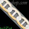 14K Gold Flat Mariner White Pave Chain 8.5" 10.8mm