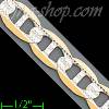 14K Gold Flat Mariner White Pave Chain 24" 8.9mm