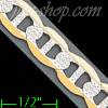 14K Gold Flat Mariner White Pave Chain 20" 7.6mm