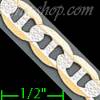 14K Gold Flat Mariner White Pave Chain 8" 6.4mm