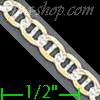 14K Gold Flat Mariner White Pave Chain 22" 3.5mm
