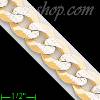 14K Gold Cuban White Pave Chain 8.5" 11mm