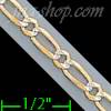 14K Gold Figaro 1+1 White Pave Chain 22" 3.1mm