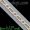 14K Gold Figaro 1+1 White Pave Chain 7" 2.5mm