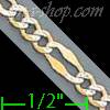 14K Gold Stamped Figaro 3+1 White Pave Chain 18" 3.6mm