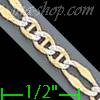 14K Gold Stamped Assorted White Pave FN Chain 18" 3.6mm